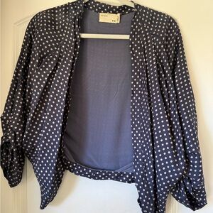 Rötzoi Navy Polka Dot Draped Cardigan